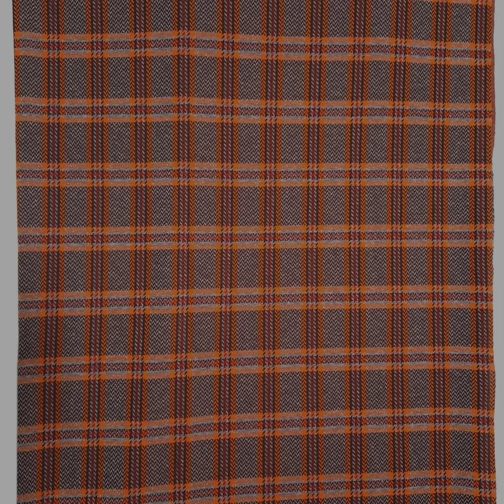 Vintage 1970s Plaid Herringbone Fabric 1.55 Yards 60